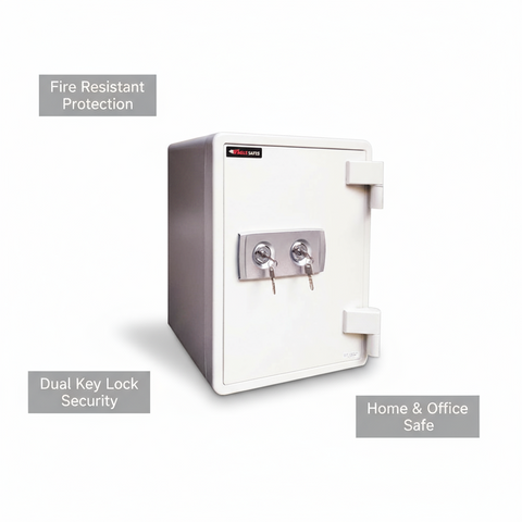 Fire Resistant Safe UAE - Eagle Safe SS-M031KK 2 Key Lock White | Home & Office Security