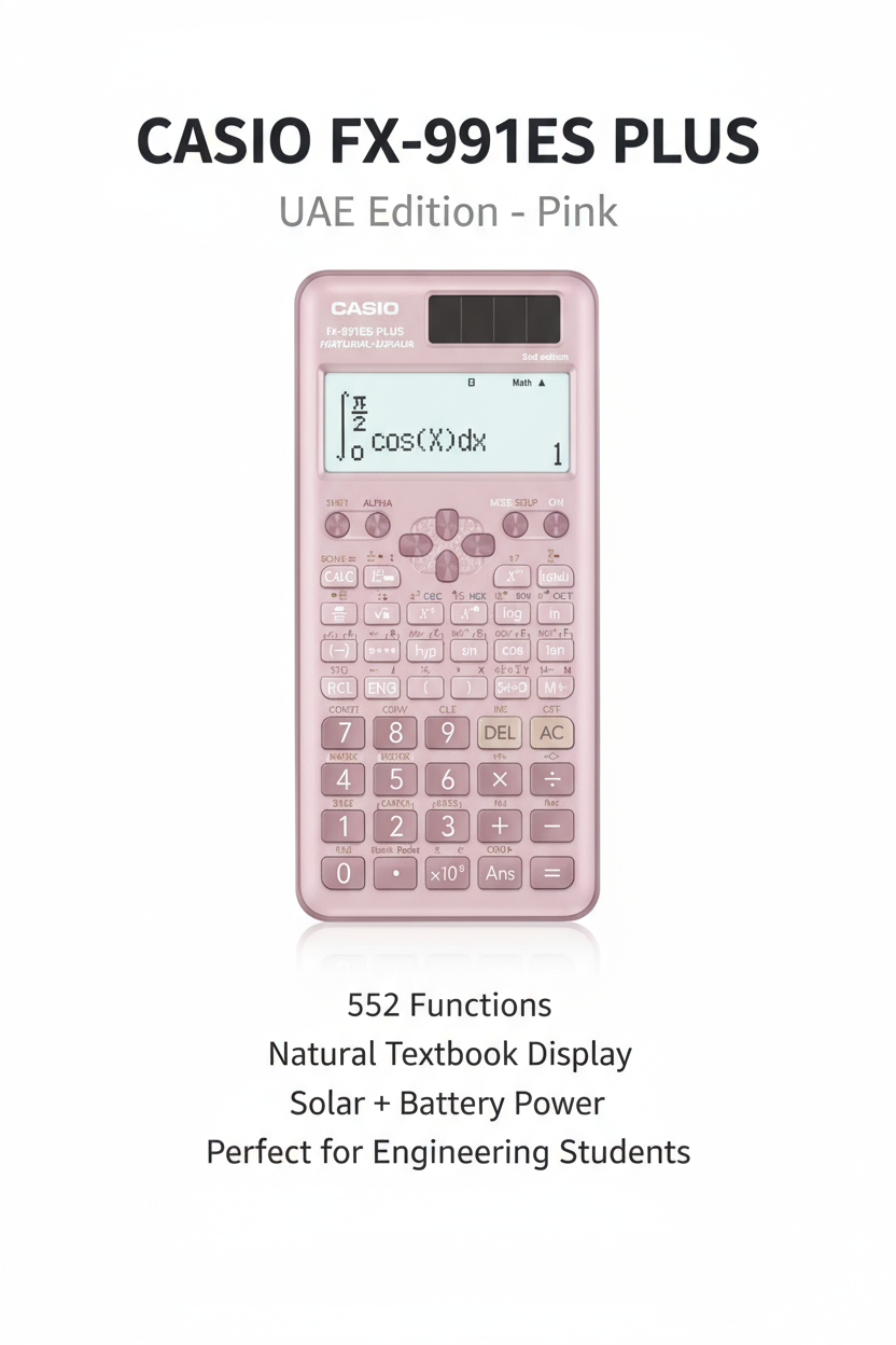 Casio FX-991ES PLUS Scientific Calculator Pink - UAE Edition | Engineering & Student Calculator