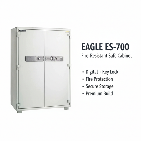 Eagle ES-700 Fire-Resistant Safe Cabinet – Grey, Digital + Key Lock System