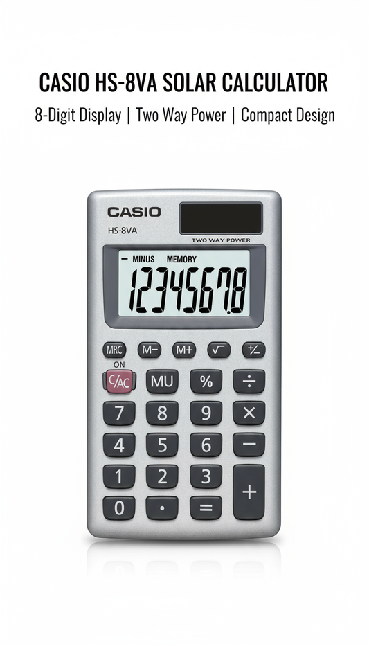 Casio HS-8VA Solar Calculator - Pocket Size 8-Digit Display | UAE