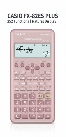 Casio FX-82ES Plus Scientific Calculator (Pink) – 252 Functions, Non-Programmable, Ideal for UAE School & University Use