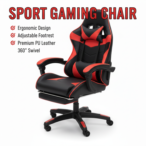 Sport Gaming Chair Black & Red | Ergonomic Office Chair UAE