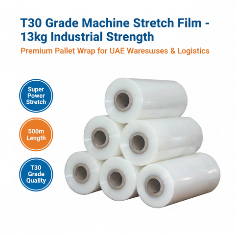 Machine Stretch Film 13kg T30 Grade - Industrial Pallet Wrap UAE | Super Power