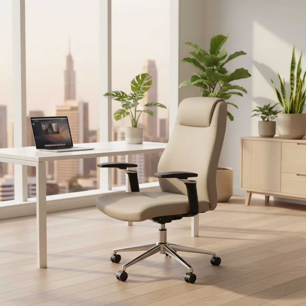 Premium Office Chair Beige | Ergonomic Desk Chair UAE | IH A015 BIG