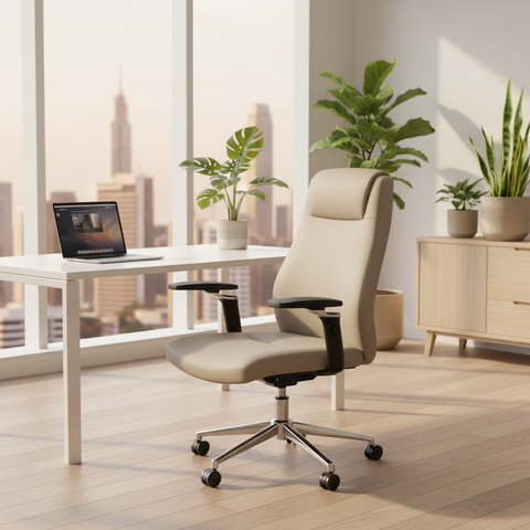 Premium Office Chair Beige | Ergonomic Desk Chair UAE | IH A015 BIG