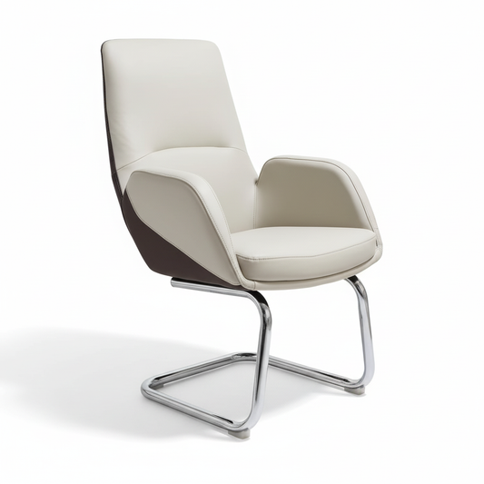 PU High Back Visitor Chair IH-965V – Beige & Coffee | UAE Delivery