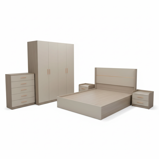 Premium Wooden Bed Set - Complete Bedroom Furniture Collection UAE
