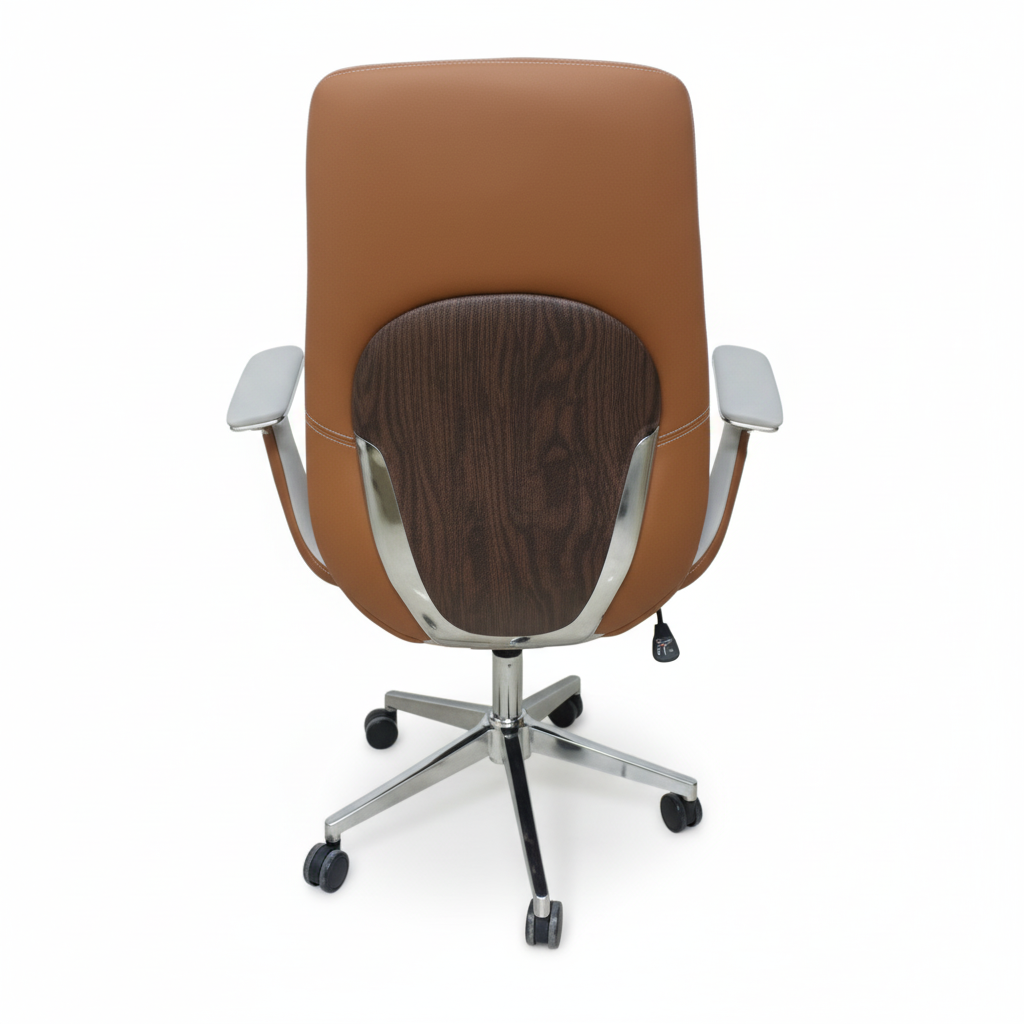 Premium High Back Office Chair - Beige & Brown PU Leather | UAE Delivery