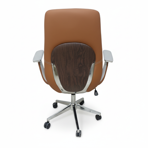 Premium High Back Office Chair - Beige & Brown PU Leather | UAE Delivery