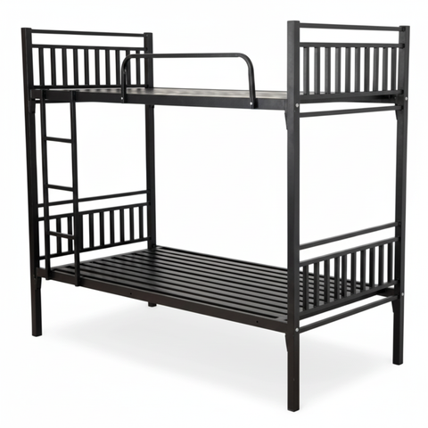 Black Metal Bunk Bed 190x90x170cm | Twin Sleeper for Kids & Adults | Space-Saving Furniture UAE