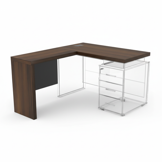 Executive Side Extension Table 80x40cm - Office Desk Extension UAE | Walnut Grey