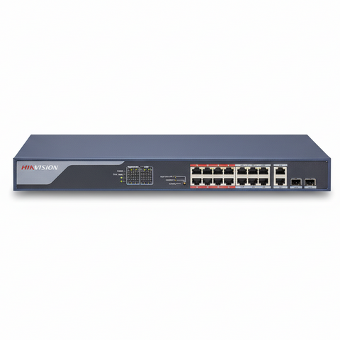 Hikvision DS-3E0318P-E-B 16-Port Fast Ethernet Unmanaged PoE Switch UAE | 250W PoE+ Network Switch Dubai Abu Dhabi Sharjah Ajman Umm Al Quwain Ras Al Khaimah Fujairah