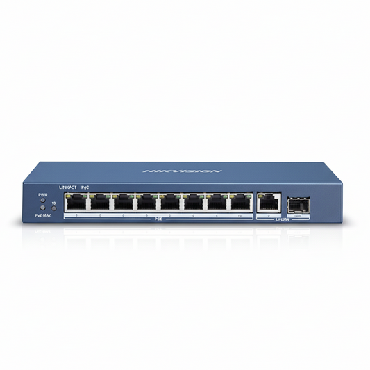 Hikvision DS-3E0510P-E-M 8-Port Gigabit Unmanaged PoE Switch UAE | 123W PoE+ Network Switch Dubai Abu Dhabi Sharjah Ajman Umm Al Quwain Ras Al Khaimah Fujairah