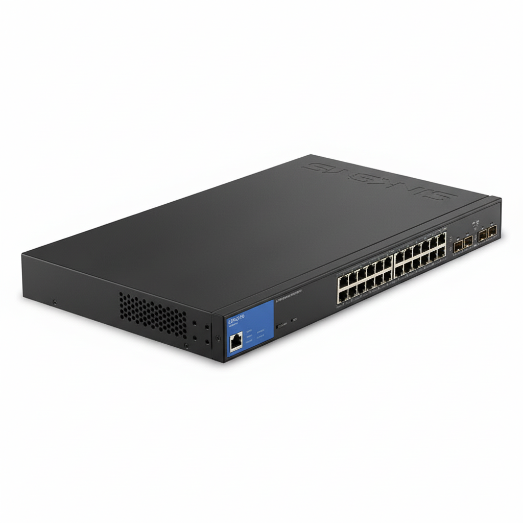 Linksys LGS328PC 24-Port Managed Gigabit PoE Switch UAE | 250W TAA Compliant with 4x 1G SFP Uplinks | Dubai Abu Dhabi Sharjah Ajman Umm Al Quwain Ras Al Khaimah Fujairah | UAE-Wide Delivery