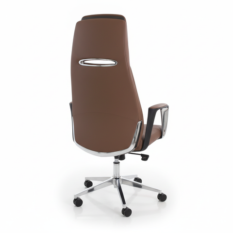 Premium High Back Office Chair Brown PU Leather | UAE Delivery