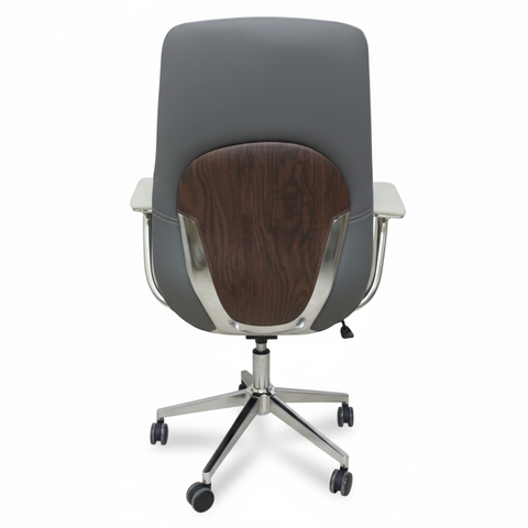Premium High Back Office Chair - Beige & Grey PU Leather | UAE Delivery