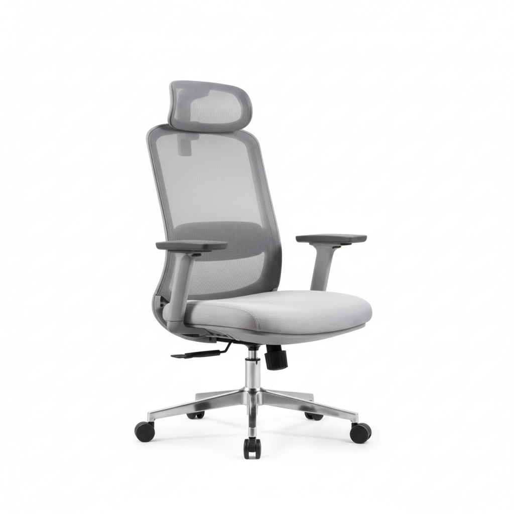 Ergonomic Mesh Grey Office Chair with Headrest - High Back Executive Chair UAE | IH 889-A