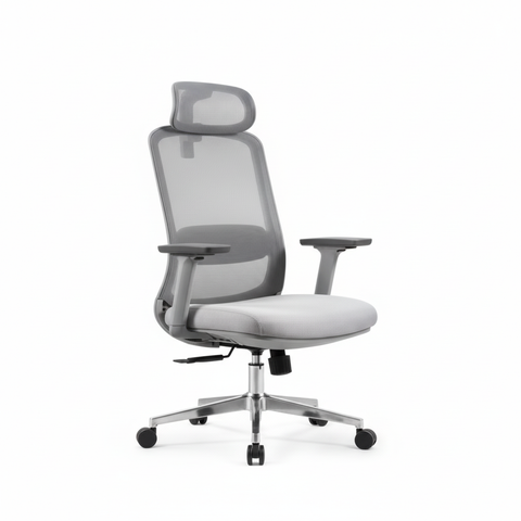 Ergonomic Mesh Grey Office Chair with Headrest - High Back Executive Chair UAE | IH 889-A