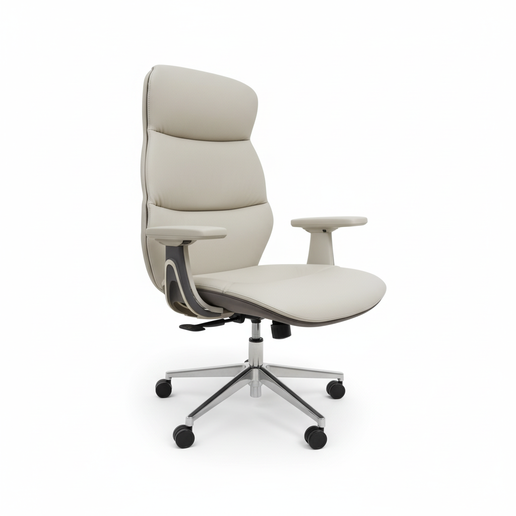 Premium PU High Back Office Chair Beige+Grey | Ergonomic Executive Chair UAE