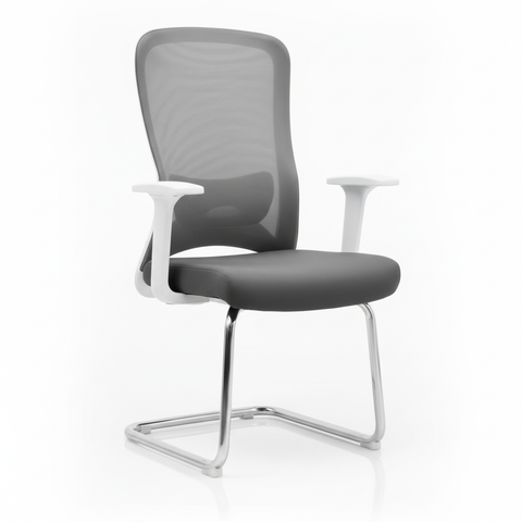 White Mesh Visitor Chair with Chrome Frame - Office Guest Chair UAE | Model Sammy VC