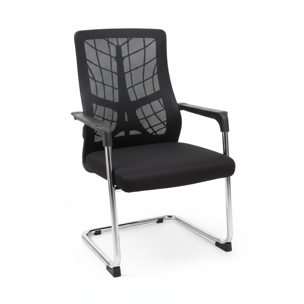 Mesh Back Visitor Chair UAE | Chrome Base Office Chair with Fabric Seat | IH 8008V