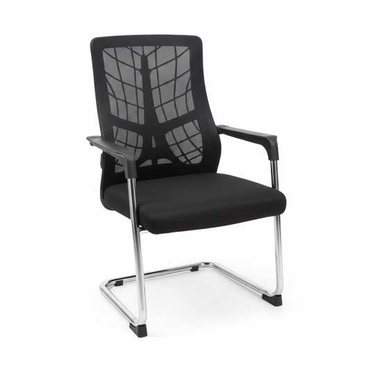 Mesh Back Visitor Chair UAE | Chrome Base Office Chair with Fabric Seat | IH 8008V