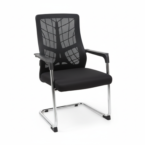 Mesh Back Visitor Chair UAE | Chrome Base Office Chair with Fabric Seat | IH 8008V