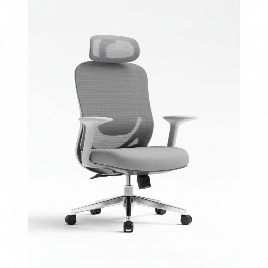 Ergonomic Mesh Grey Office Chair with Headrest - High Back Executive Chair UAE | IH 688-A