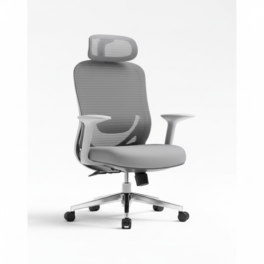 Ergonomic Mesh Grey Office Chair with Headrest - High Back Executive Chair UAE | IH 688-A