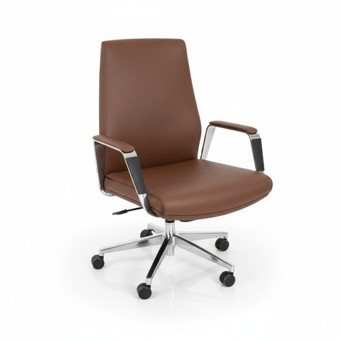 Premium Office Chair Low Back PU Leather Brown | Ergonomic Desk Chair UAE