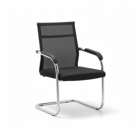 Mesh Back Visitor Chair UAE | Office Guest Chair with Chrome Base | Dubai Stock | IH C28