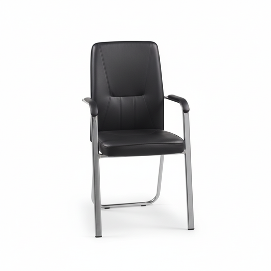 PU Leather Visitor Chair with Chrome Arms - Office Guest Seating UAE | IH 829B