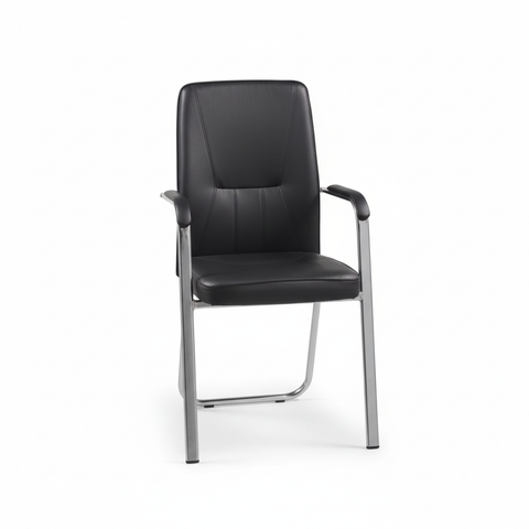 PU Leather Visitor Chair with Chrome Arms - Office Guest Seating UAE | IH 829B