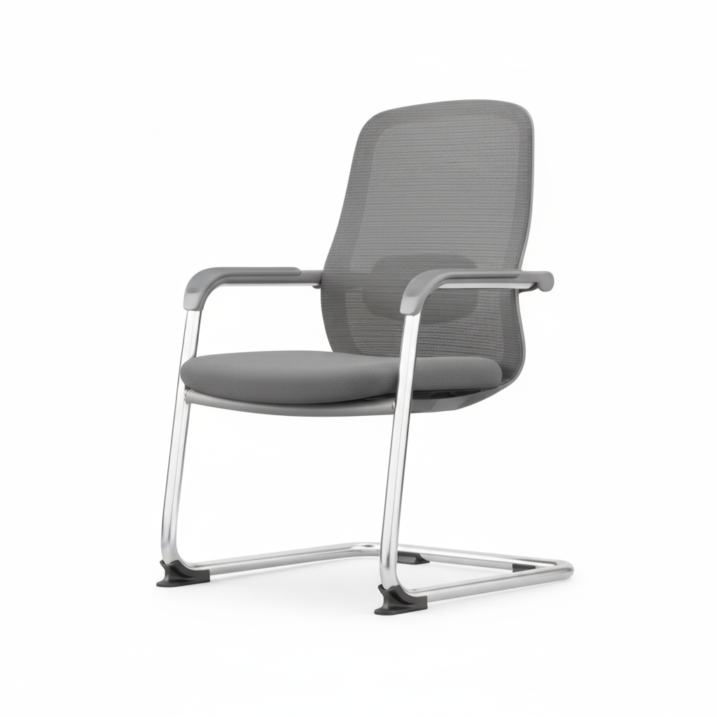 Ergonomic Mesh Visitor Chair Grey - Office Guest Chair UAE with Chrome Arms & Base | IH 202