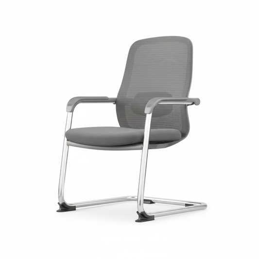 Ergonomic Mesh Visitor Chair Grey - Office Guest Chair UAE with Chrome Arms & Base | IH 202