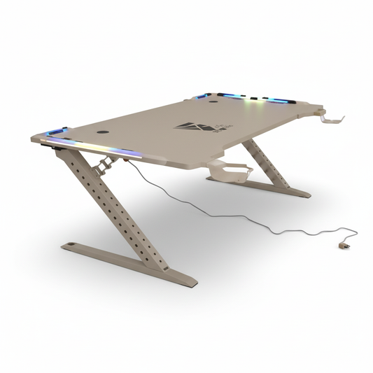 Gaming Table with LED Light White 120x60x75cm | UAE Delivery
