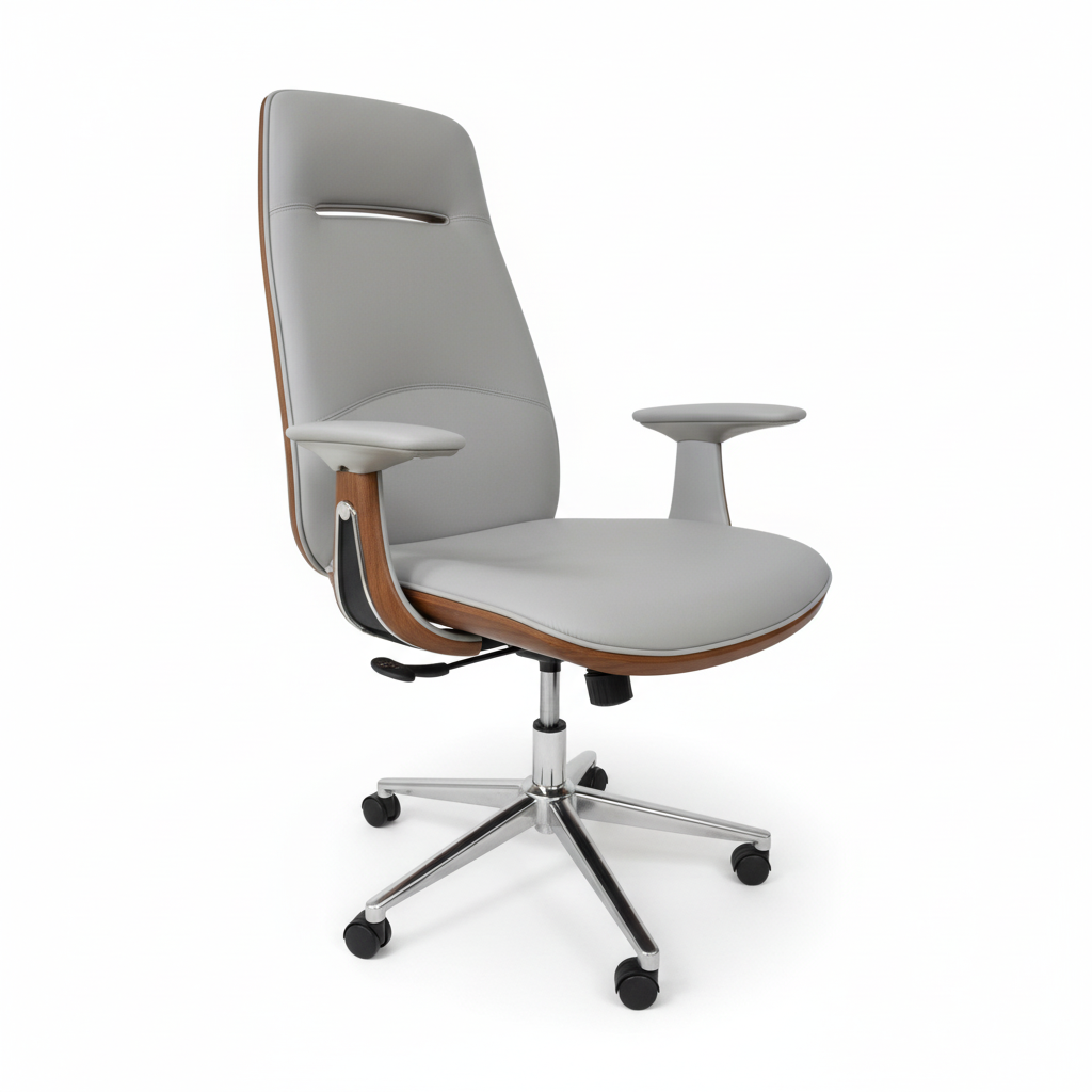 Premium High Back Office Chair Beige & Brown | Ergonomic PU Leather Executive Chair UAE