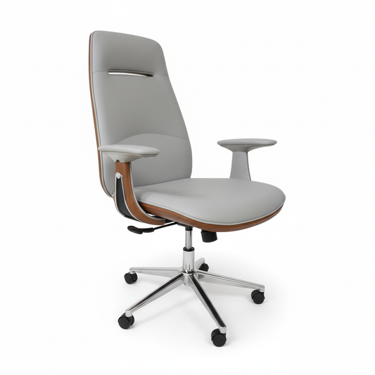 Premium High Back Office Chair Beige & Brown | Ergonomic PU Leather Executive Chair UAE