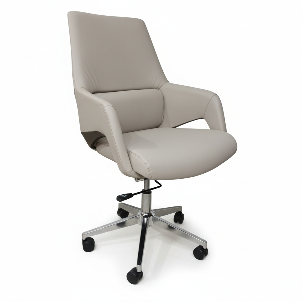 Premium High Back Office Chair - Beige & Brown PU Leather | UAE Delivery