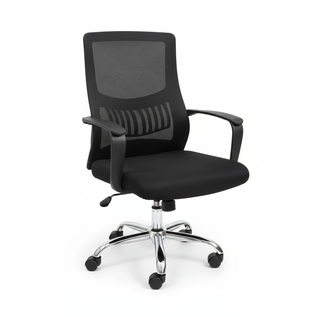 Medium Back Mesh Office Chair UAE | Ergonomic Chrome Base | Dubai Abu Dhabi | IH 8009