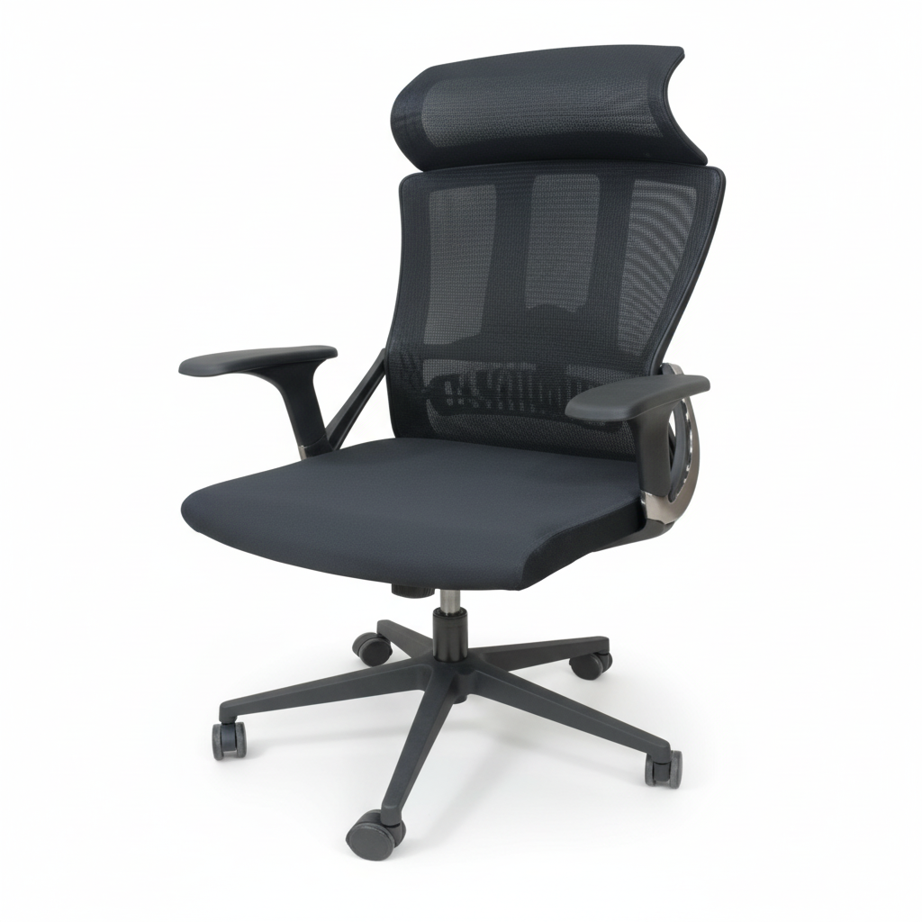 Ergonomic Mesh High Back Office Chair with Fixed Headrest & Arms - Dubai UAE | IH 1022