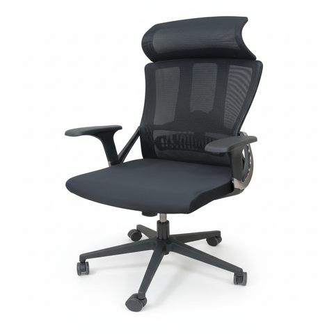 Ergonomic Mesh High Back Office Chair with Fixed Headrest & Arms - Dubai UAE | IH 1022