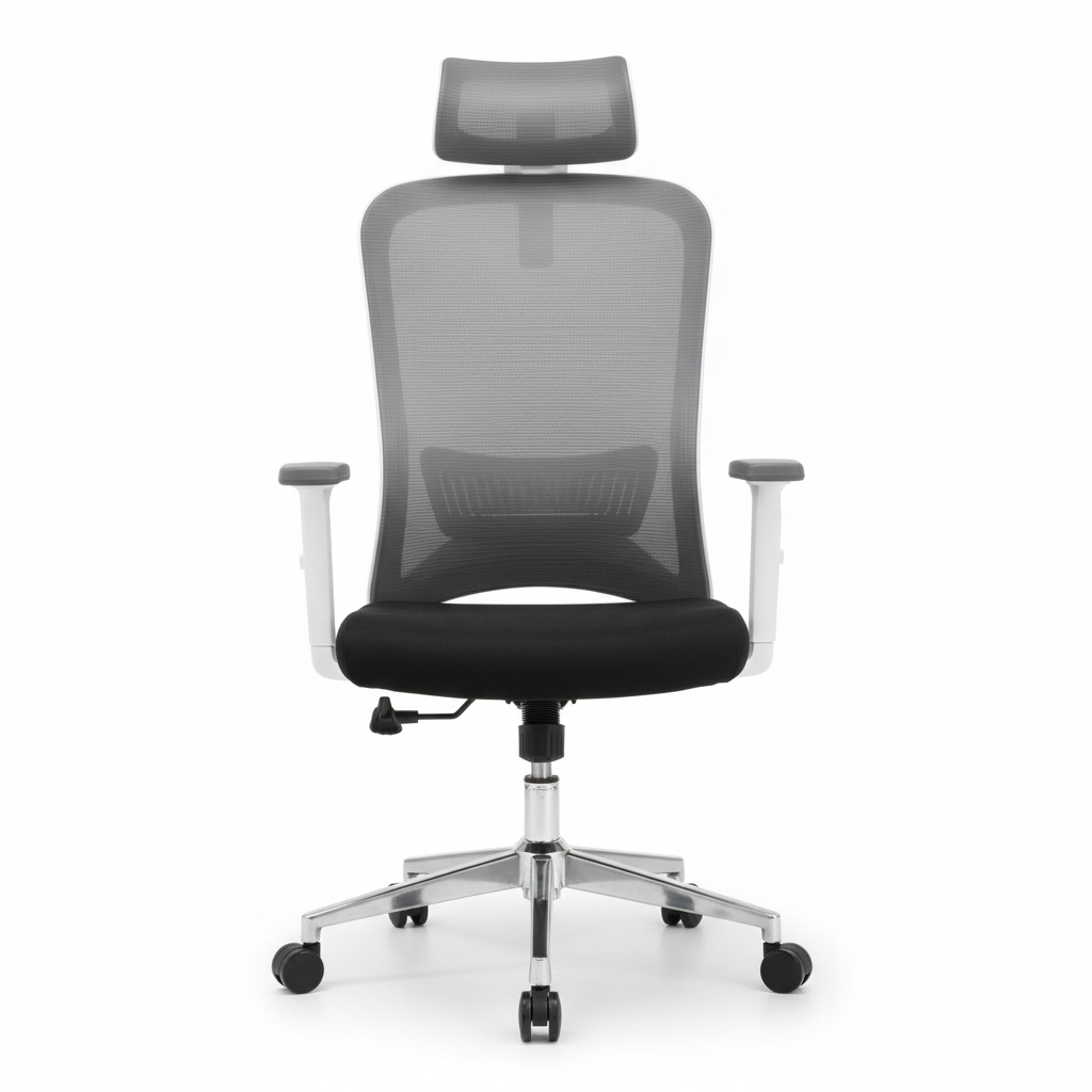 High Back Mesh Office Chair with Headrest UAE | Ergonomic Executive Chair White Frame - Model Sammy HB-WT