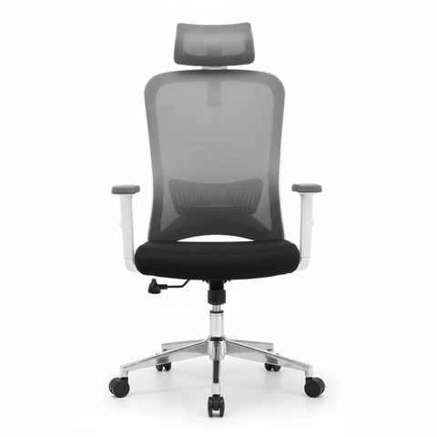 High Back Mesh Office Chair with Headrest UAE | Ergonomic Executive Chair White Frame - Model Sammy HB-WT