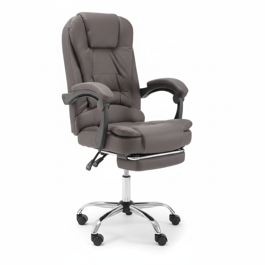 Executive Office Chair with Footrest - Brown PU Leather | Ergonomic Reclining Chair UAE | IH 109PU