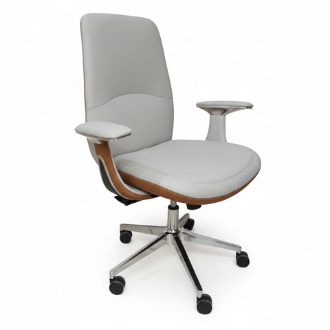 Premium High Back Office Chair - Beige & Brown PU Leather | UAE Delivery