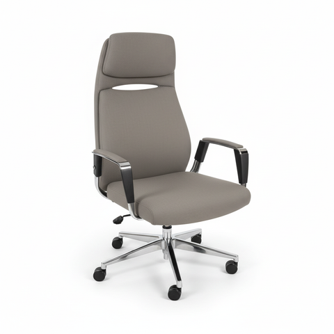 Premium High Back Office Chair Grey PU Leather | UAE Delivery