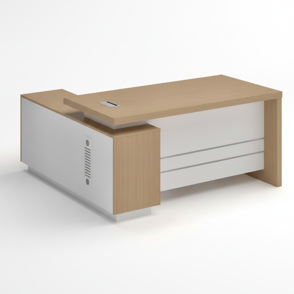 L-Shaped Office Desk 180cm - Apex Oak Executive Table with Drawers UAE