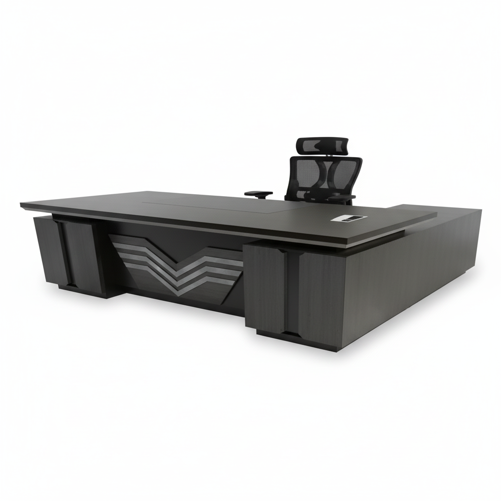 L-Shape Office Desk 1.6M Coffee Grey Kakie | UAE-Wide Delivery