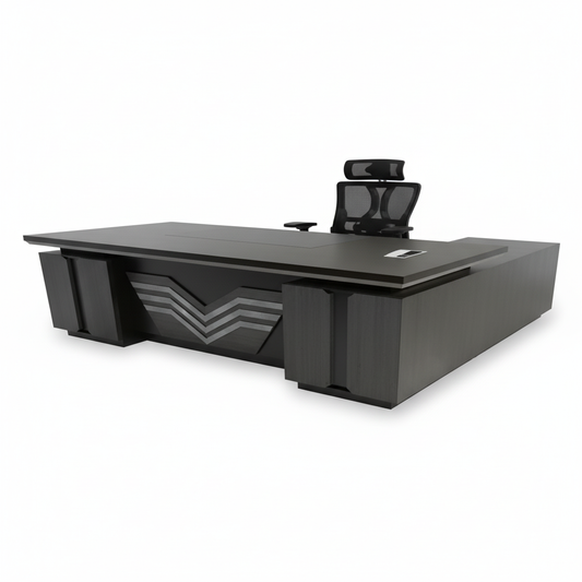 L-Shape Office Desk 1.6M Coffee Grey Kakie | UAE-Wide Delivery